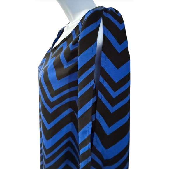 IZ Byer Chevron‎ Print Tunic - Blue Black Casual Career - Size M - Picture 4 of 4